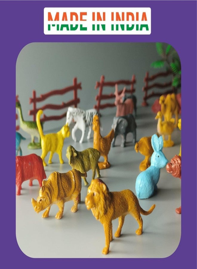 Mallexo PVC Animal Figure Toy Set Combo of 31PCs Farm and Jungle Animals Playsets with an Artificial Tree and Fencing | Ideal for Birthday and Return Gifts Educational Toyset for Kids Ages 3 and Up - Image 5